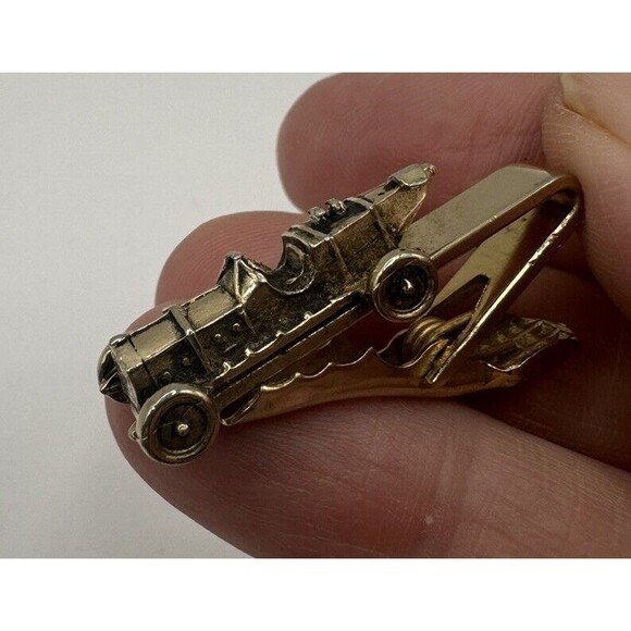 Balfour Roadster Car Tie Clip Goldtone Vintage Signed - Picture 2 of 8